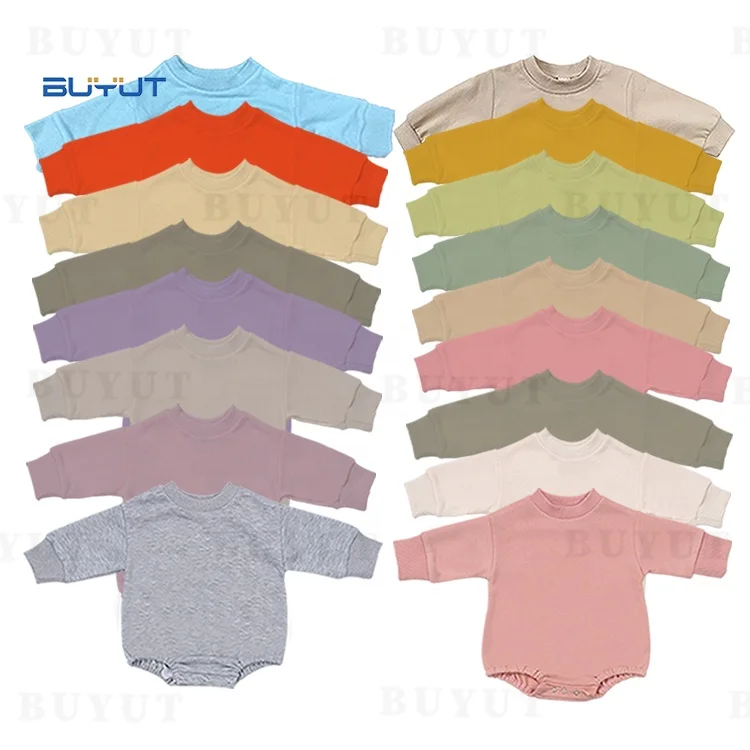 BUYUT 100%polyester baby french terry sublimation Baby romper infant toddler  Fall Long sleeve bubble baby crewneck sweatshirt