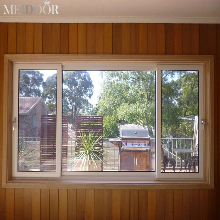 Aluminum Alloy Thermal Break 2 Track Slide Windows Energy Saving Tempered Glass Kitchen Graphic Design Hanging French Wood Crate