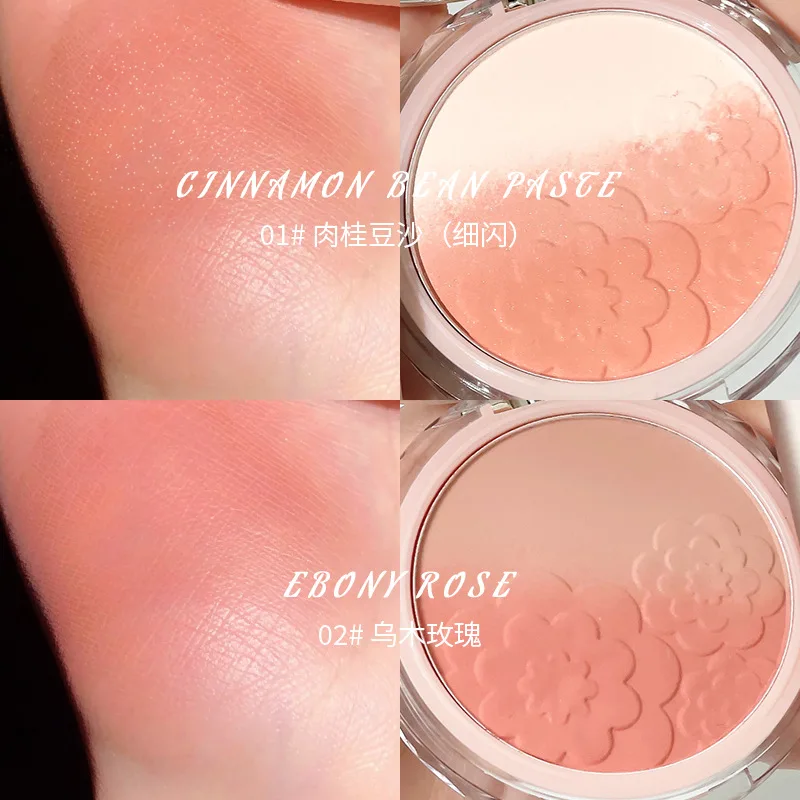Zhenyan Girl Petals Gradient Blush Pink Powder Rouge Delicate Two-Color Face Makeup and Chic