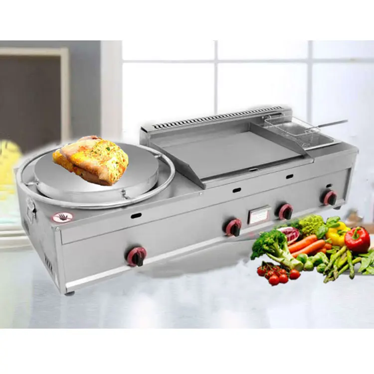 Customize Multifunction Pancake Crepes Maker Machine Commercial Fryer And Kitchen Gas Griddle