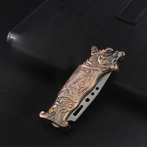 DEBANG 2 in 1 Windproof Cool Metal Tiger & Dragon Lighters  Refillable Butane Cigar Lighters for Smoking with knife