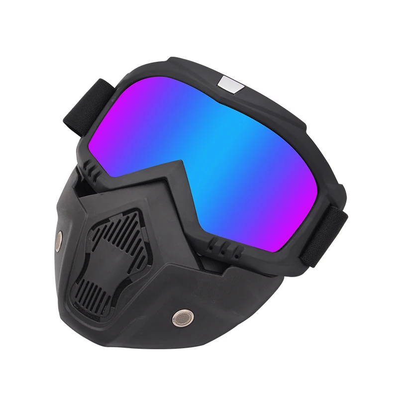 Color RTS Detachable Protect Padding Motorcycle Goggles Mask with Removable Face Mask Mouth Motocross