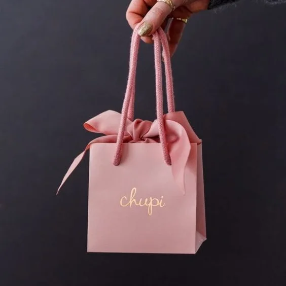 Custom Logo Cardboard Packaging Paperbag Eco Pink White Black Luxury Bolsa de papel Gift Shopping Jewelry Paper Bag With Handles