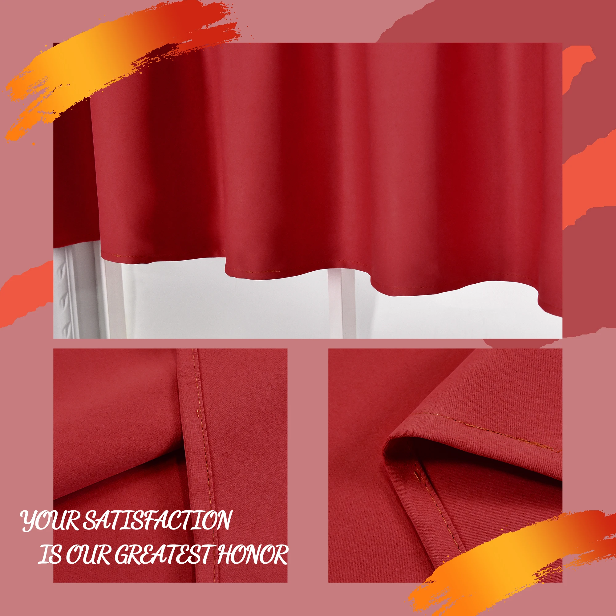 60x18 Inch Red Blackout Valance Polyester Rod Pocket Style 1PC/Package