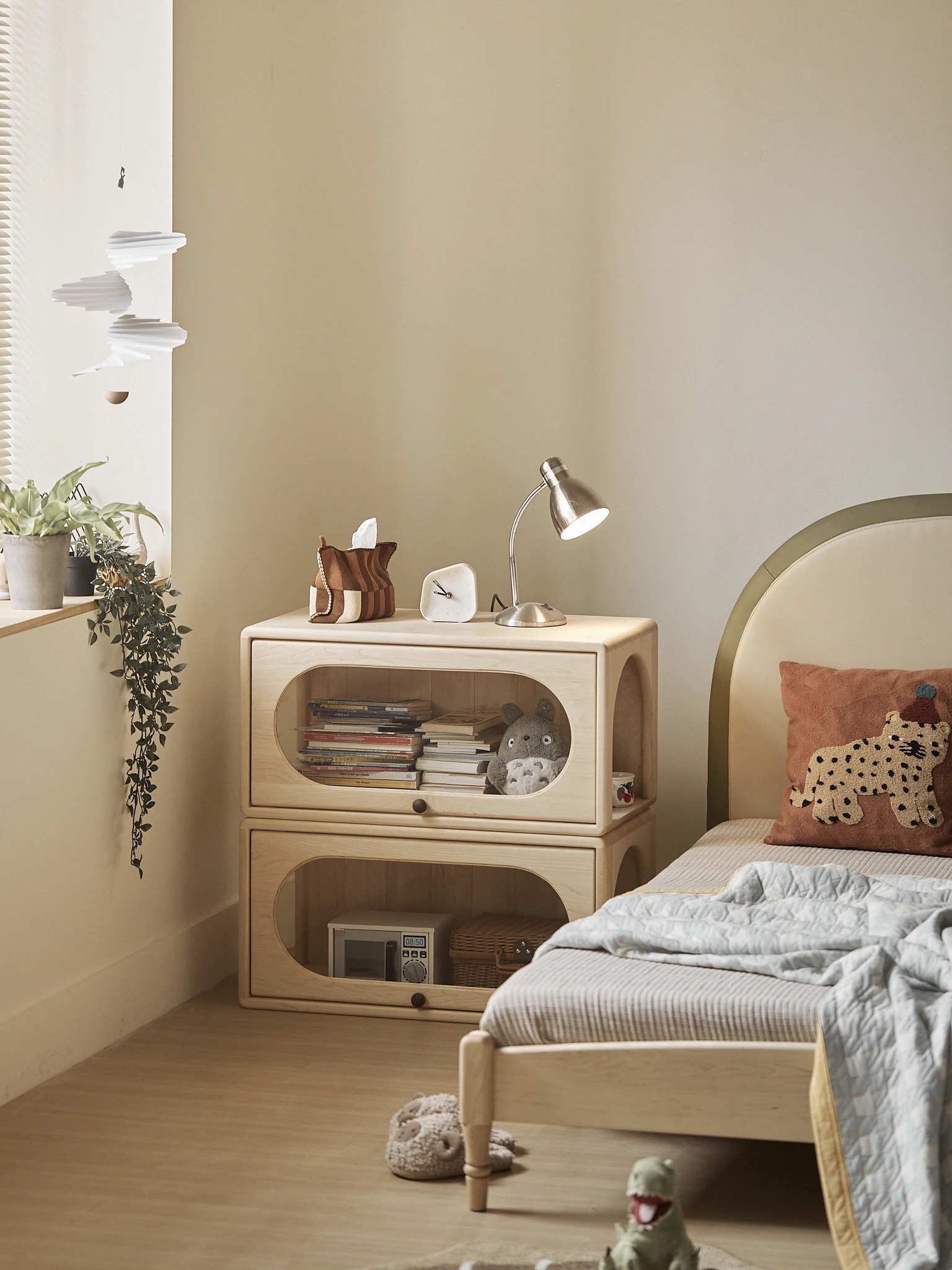 OKTOTA multifunctional display cabinet show case with glass design solid wood showcases for living room