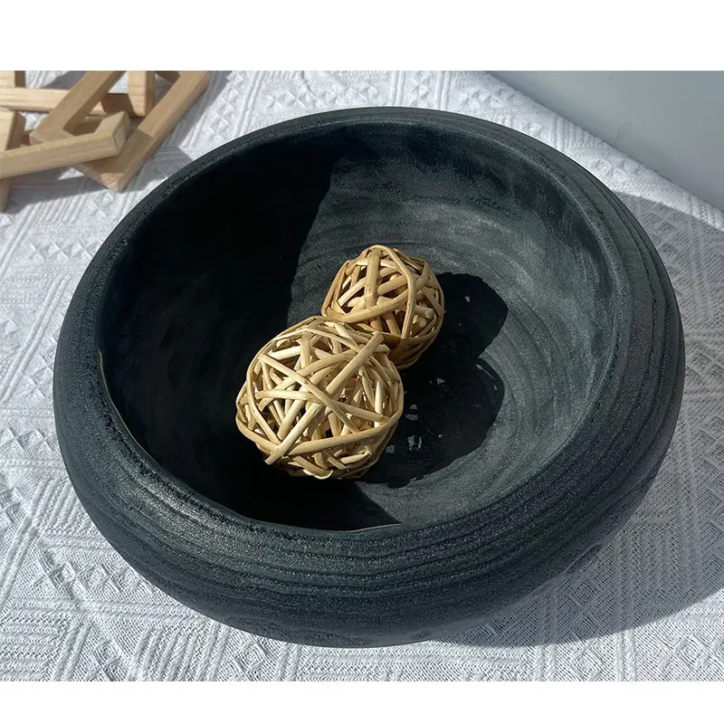 The factory directly approved paulownia bowl black decorated wooden bowl