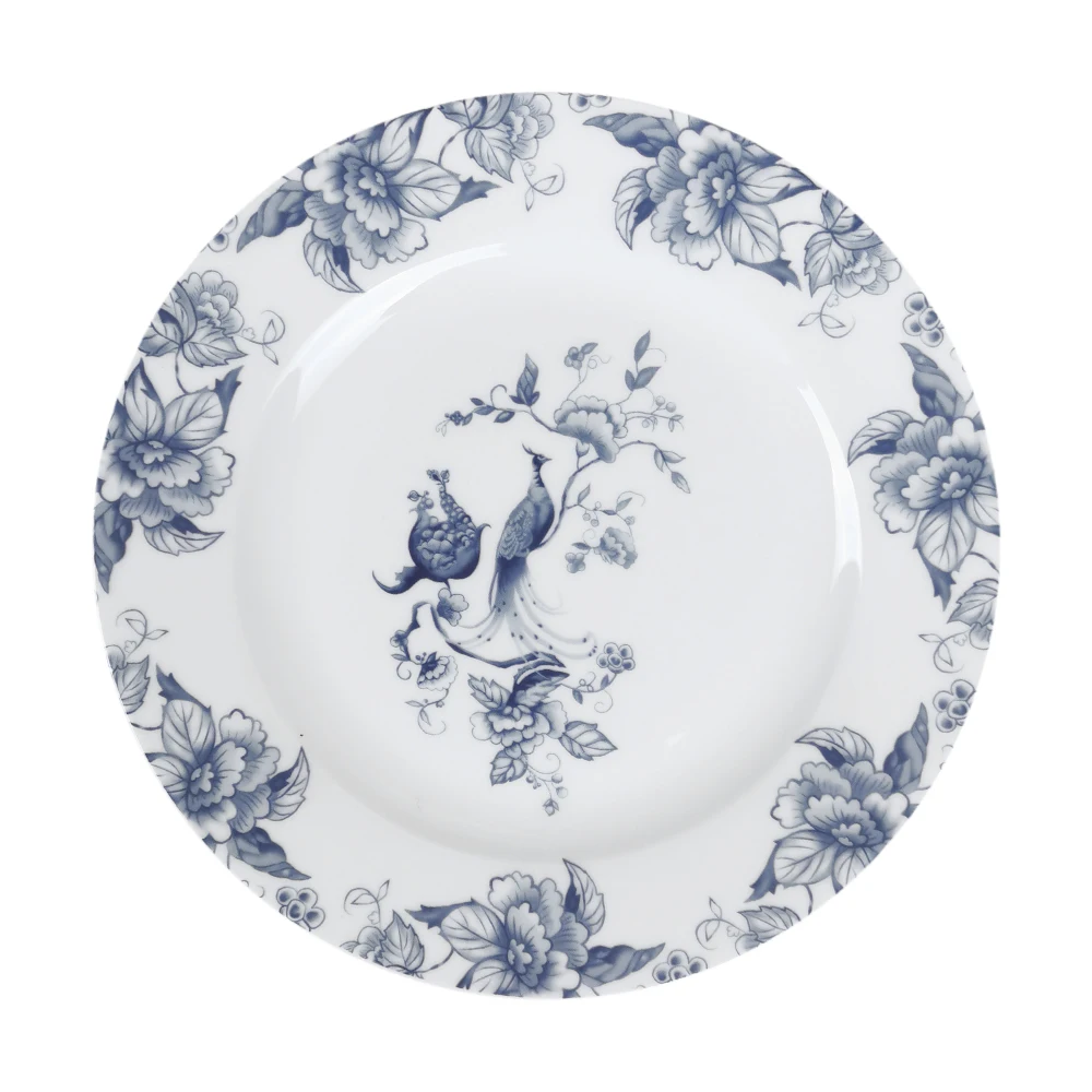 High Quality Bone China Blue And White Dinnerware Sets Chinese Style Vintage Blue Birds Flowers Ceramic Plates For Wedding
