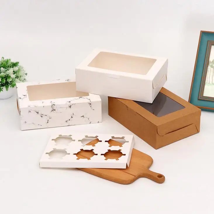 Disposable biodegradable mini nude color kraft paper personalized cake pastry dessert boxes with lid