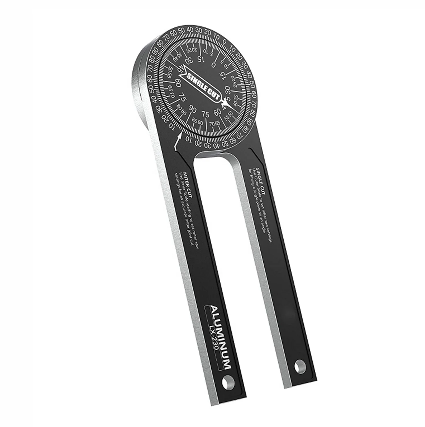 
Professional Woodworking Aluminum Metal Angle Protractor for Miter Cuts 