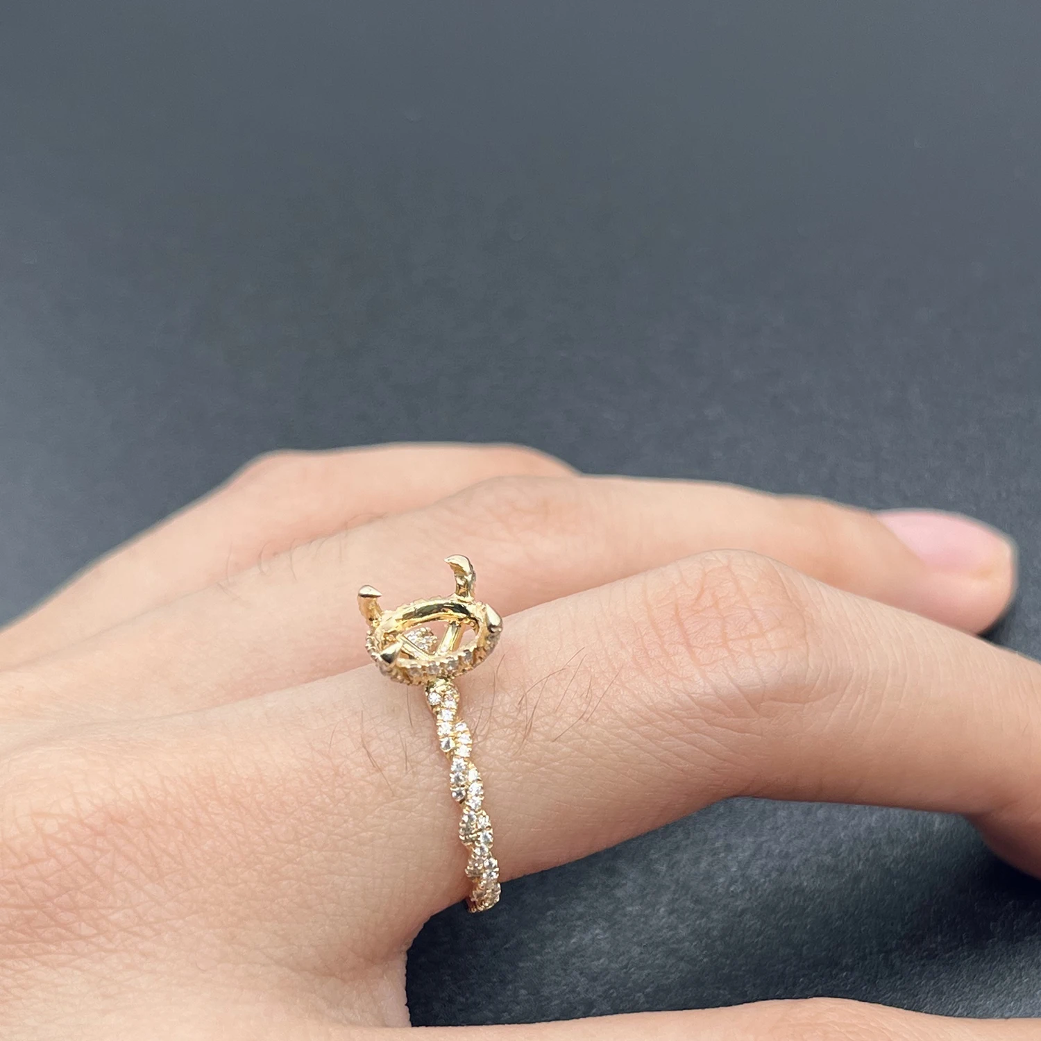 Custom 9K 10K 14K 18K Solid Gold Ring Setting Semi Mount Engagement Ring White Gold Semi Mounting Ring