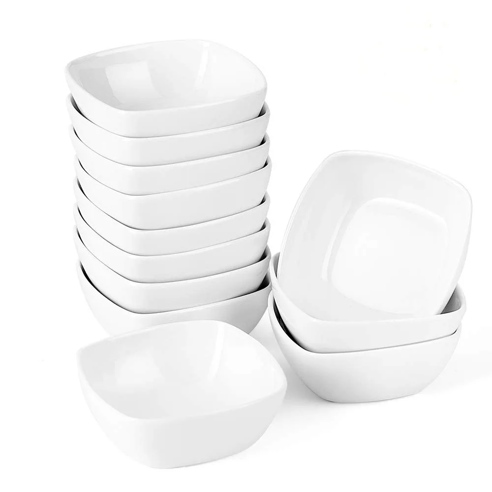 Eco-friendly square porcelain ceramic bowl for hotel and restaurant good quality white body bowls Europe market bowls