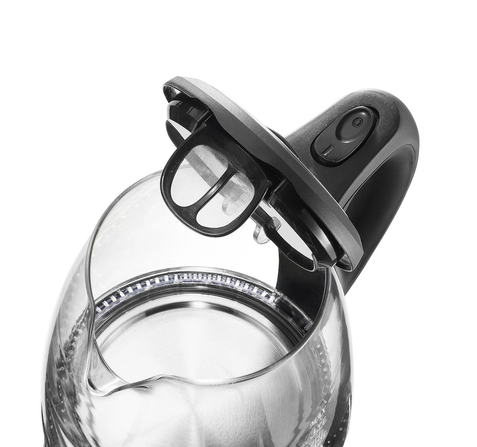 1.7L Auto-Shut off Electric Glass Tea Kettle Mechanical Control Water Boiler Heater with Blue Light for Home or Hotel Use