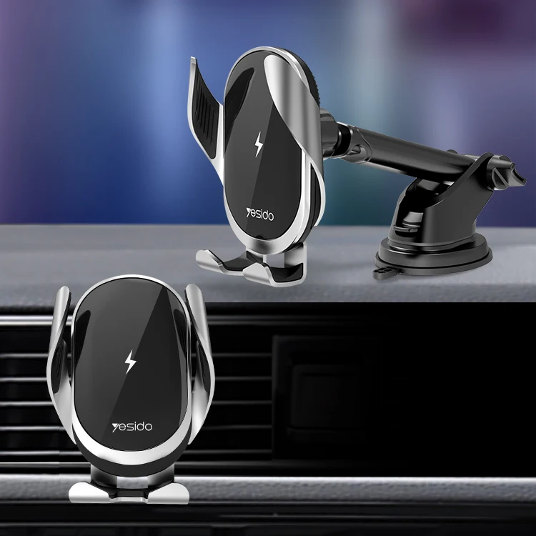 Universal Built-In Battery Smart Phone Charging Holder Mobile Phone 15W Qi Wireless Car Charger Mount