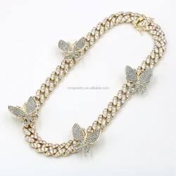 Hip Hip Jewelry Vintage Diamond Butterfly Cuban Chain For Men