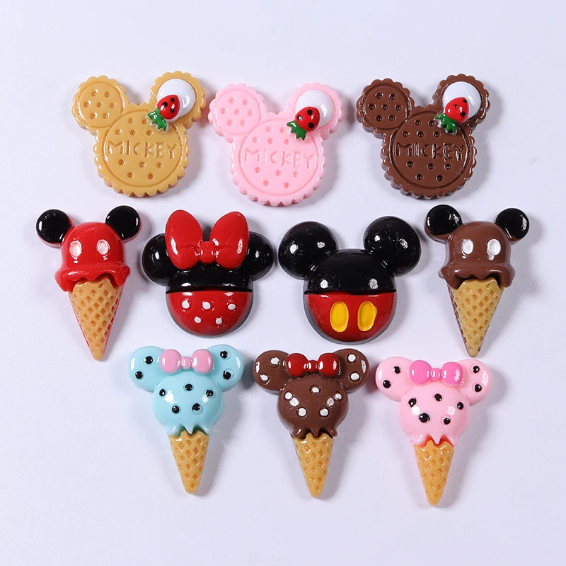 Wholesale Epoxy Resin Simulation Food Mold Mickey Minnie Biscuit Ice Cream Accessories Slime Charms