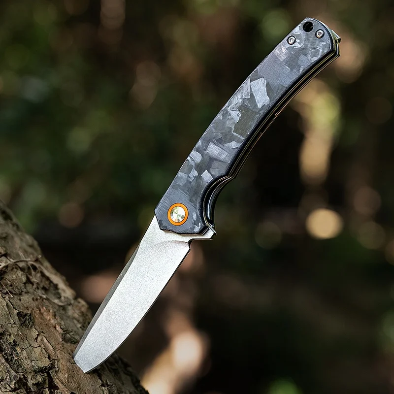 Camping Tools Hunting Knife Survival Outdoor Knife D2 Steel Carbon Fiber Handle EDC Pocket Knife