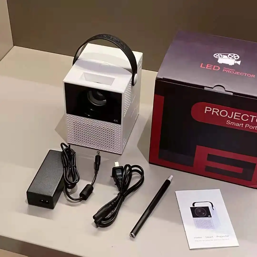 Android 9 Touch Screen with battery Mini LED projector CPU 4 cores A7 core 1.2G 1080P wifi 2.4G/5G support 4k film BT 4.0