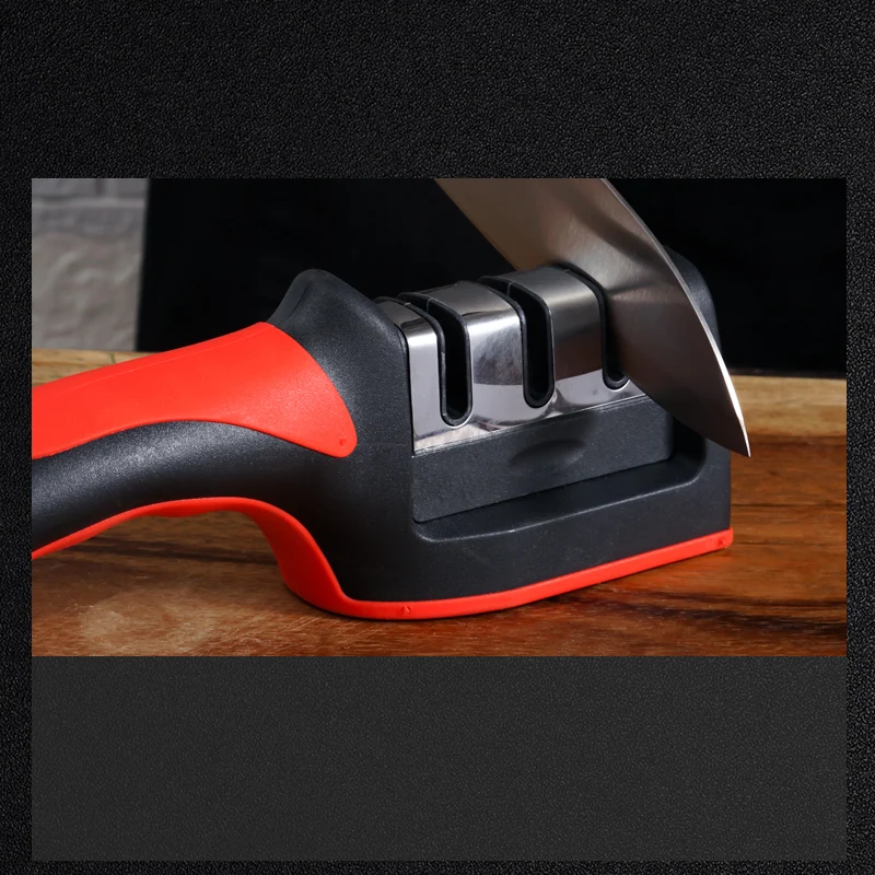 New Model Professional Mini Manual Stainless Steel 3 Stage Kitchen Handheld Knife Sharpener