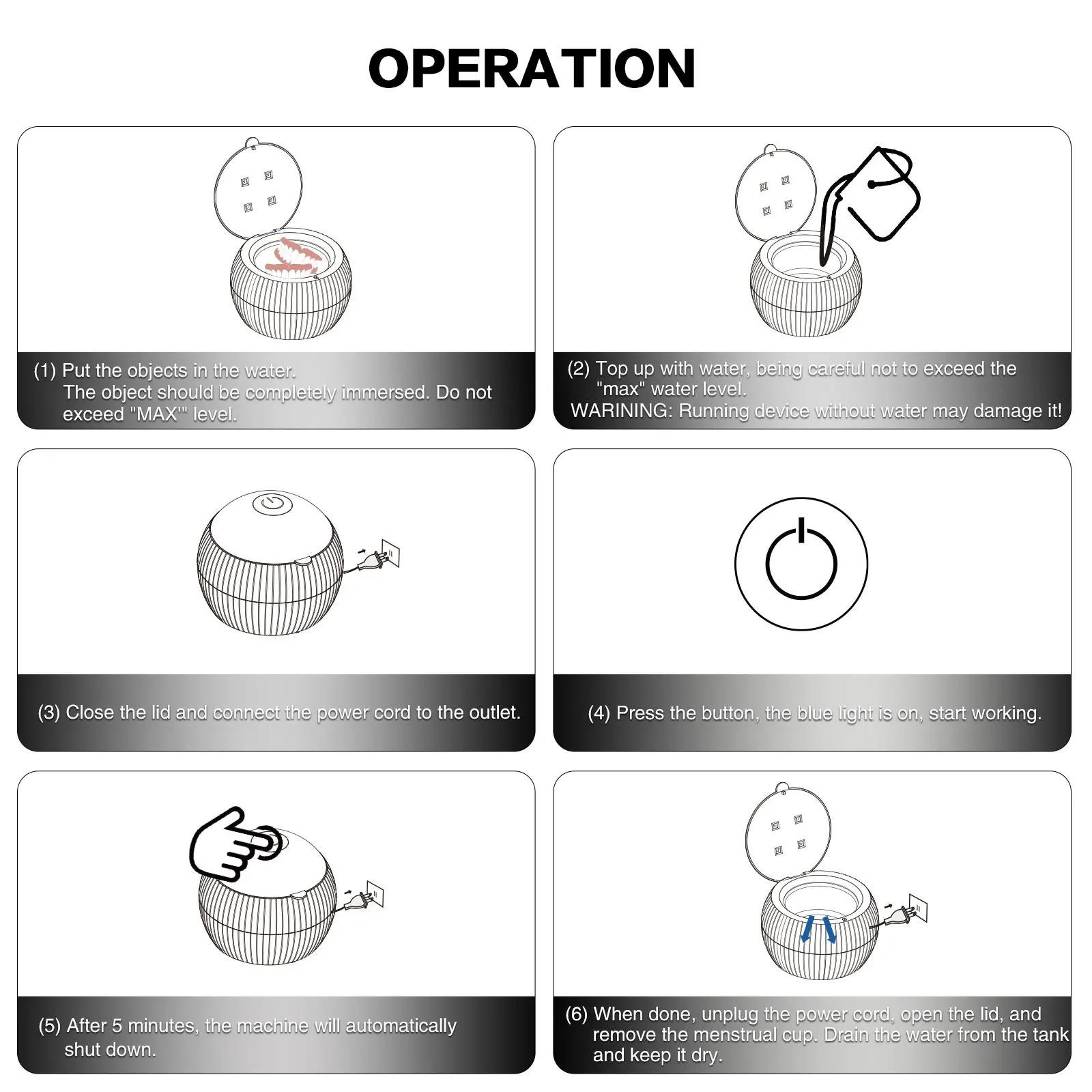 Персональный OEM мини-бытовой Прозрачный Фиксатор для зубных протезов, ультразвуковой очиститель ювелирных изделий