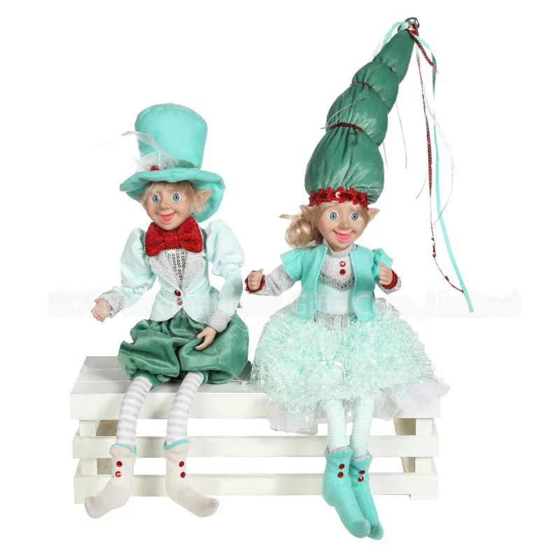2024 New Design Christmas Elf Plaid  Boy and Girls Elves Flexible Vivid  Festival Ornament for Holiday  Party home decor