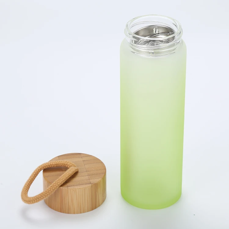
MIKENDA Water Bottles Drinkware Type and Eco-Friendly Feature glass bottles bamboo lid 500ml 600ml 