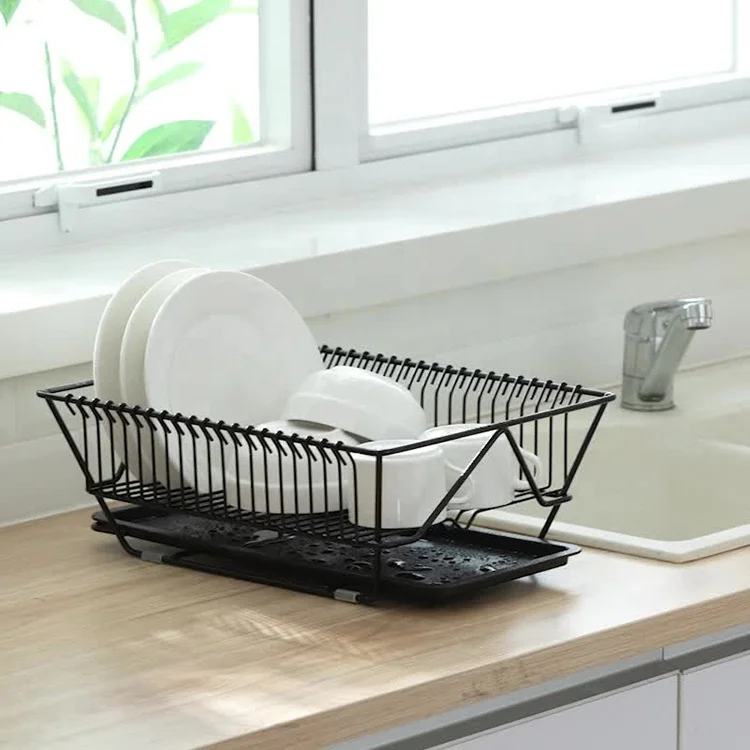 Online Dish Drying Rack with Drainboard Drainer Kitchen Light Duty Countertop Utensil Organizer Storage for Home