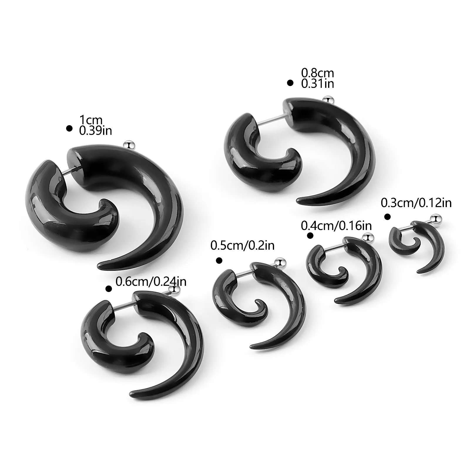 NUORO Colorful Acrylic False Spiral Ear Stretcher Gothic Punk Non Piercing Ear Gauges Expander Steel Screw Tunnel Plugs
