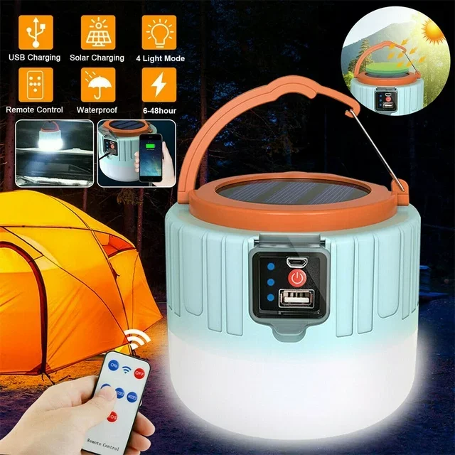 Solar Lights Outdoor Tent Lamp Usb Rechargeable Bulb Led Camping Portable Lanterns Emergency Lamp Hiking Solar Lights