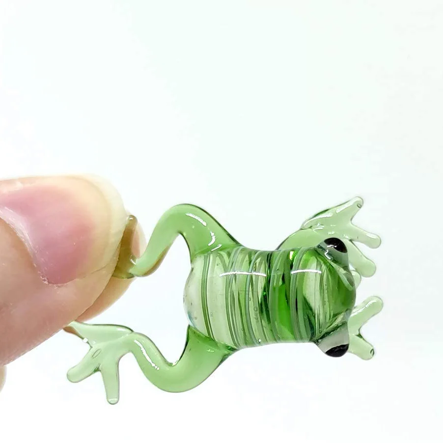 Micro mini small animal miniature glass frog figurines blown working
