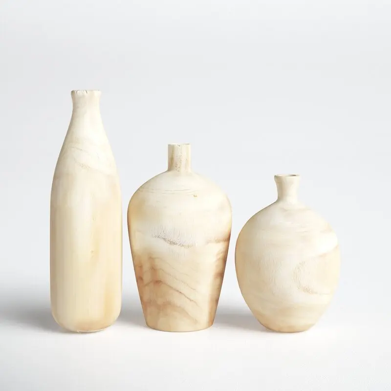 Paulownia Wood Vase Vintage Wooden Flower Vase Home Decorative wooden plant pot