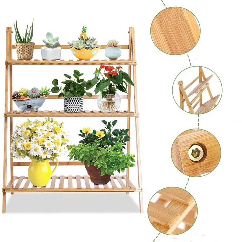 China factory  wholesale  bamboo wooden hanging plant stand rack indoor