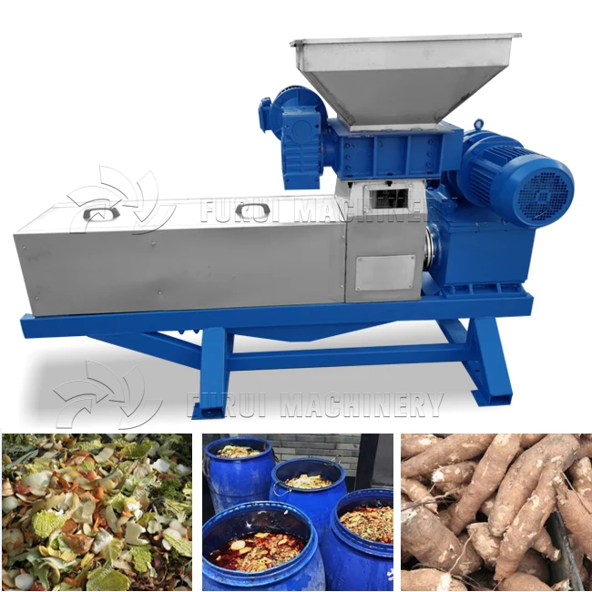 food waste dehydrator with shredder/cassava residue dewatering machine/vegetable waste screw press dewatering machine
