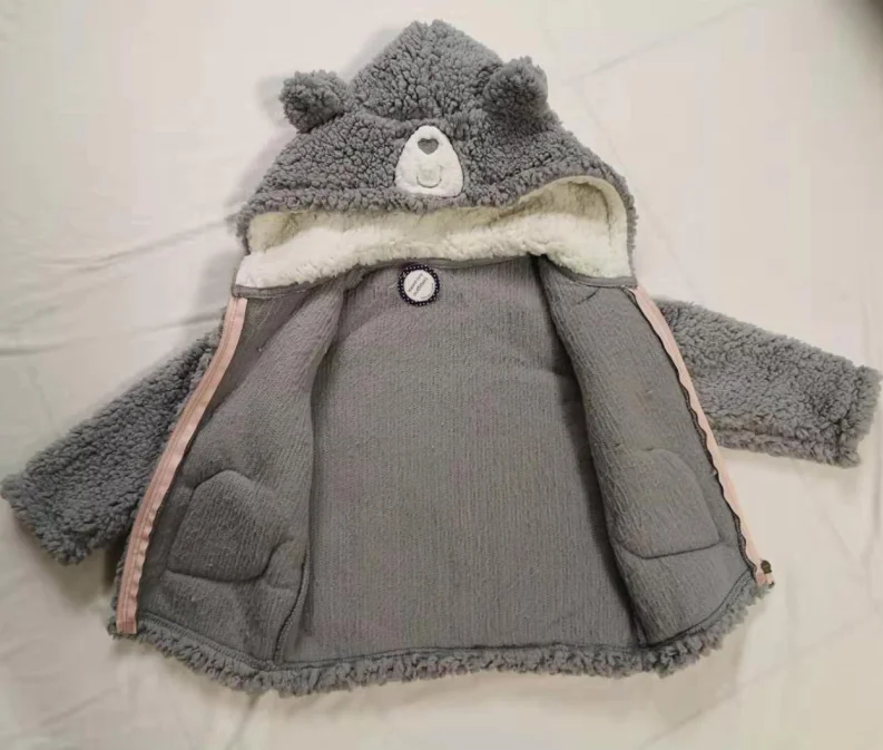2019 In Stock Winter Baby Girls Berber Fleece Coats Hooded Warm Long Coats