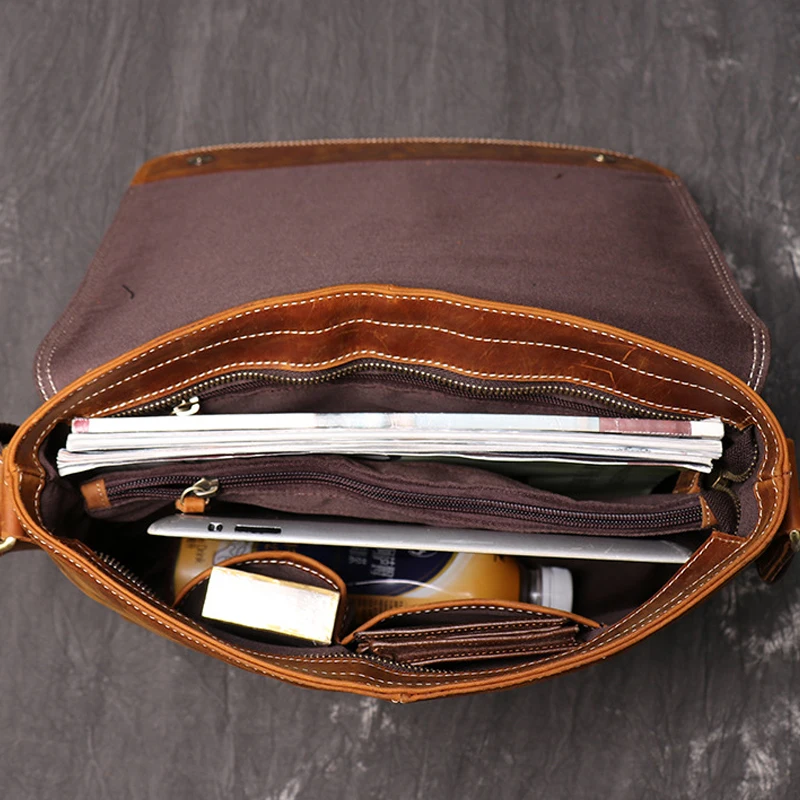 Genuine Leather  Crossbody Shoulder  Document Durable  Briefcase For Men Shoulder Bag