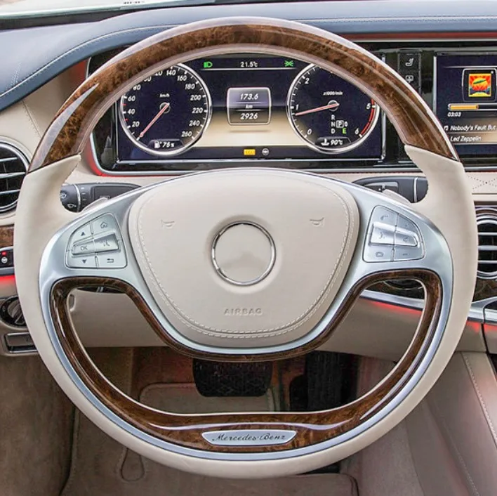 2022 Mahogany steering wheel for Benz S600 with wooden feel Suitable for Mercedes-Benz S350 S320, etc.