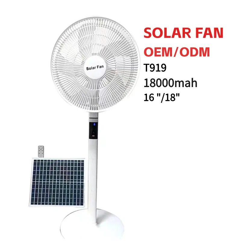 Small Panel Rechargeable Standing 18Inch Portable Outdoor Mini Lithium Battery Energy Light Electric 15W Dc Solar Fan