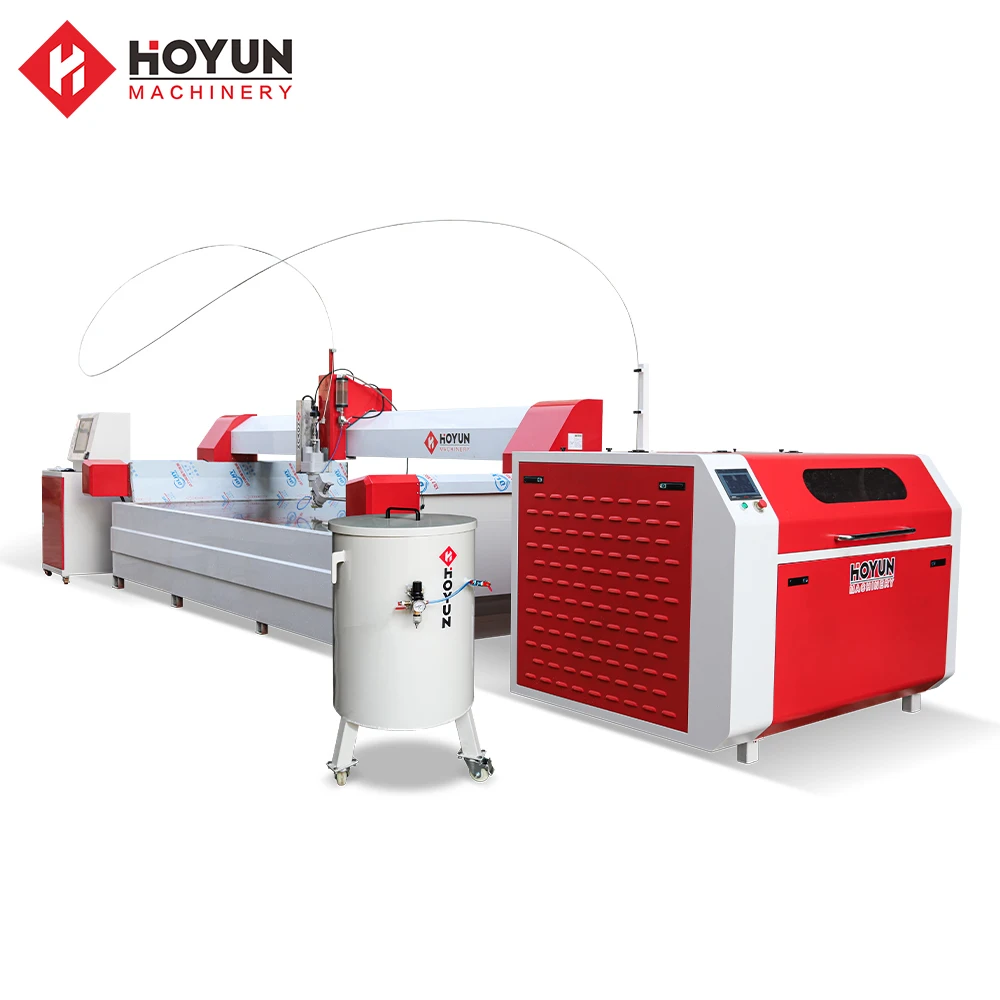 Hoyun 5 Axis high pressure waterjet for marble tile waterjet Cutting stone cnc router machine