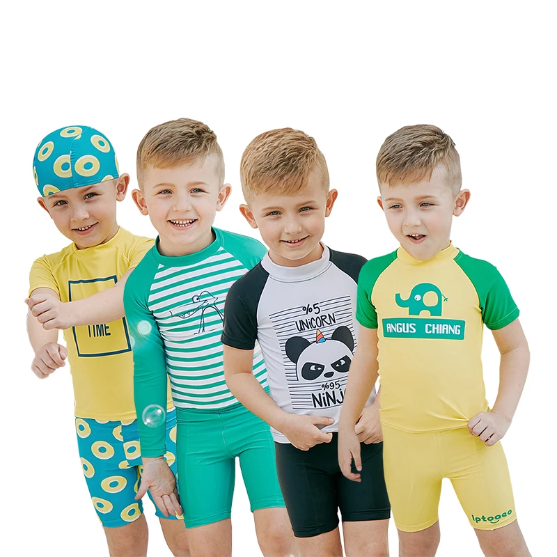 Sabolay Kids 2 Piece Bathing Suits Sun Protection Baby boy Swimsuit Rash Guard Animal Print Swimwear For Children