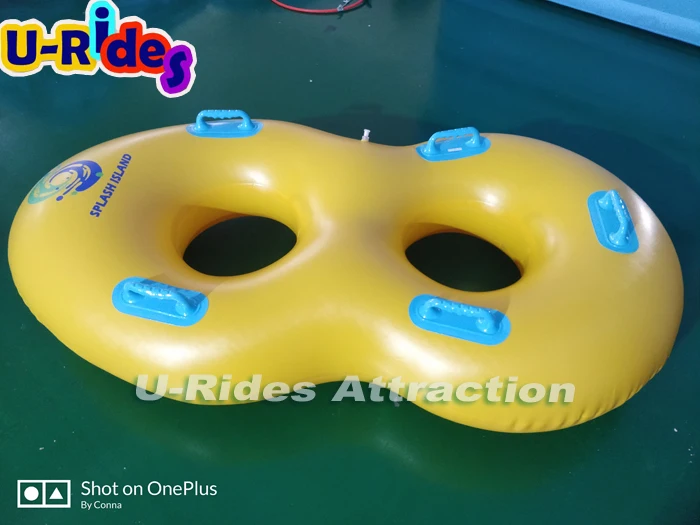 Customization small Logo Yellow Color heavy quality PVC Inflatable Double tube Swimming Ring for water recreation equipment