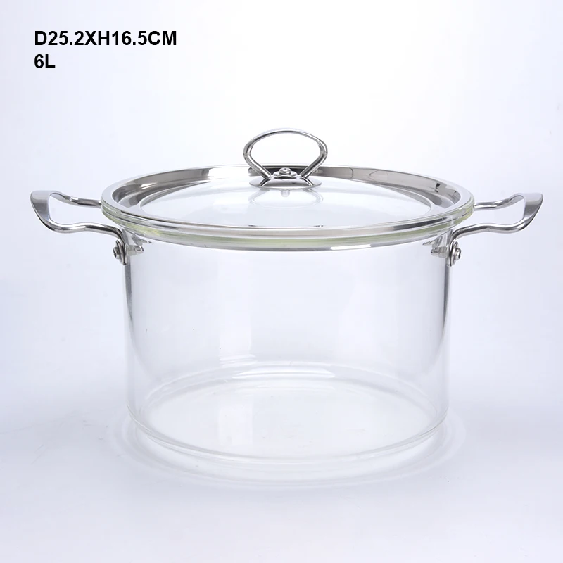 JH Heat Resistant Wholesale household transparent high borosilicate glass cooking pot
