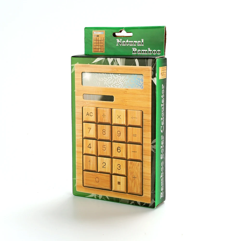 Bamboo promotion gifts 12 digit bamboo calculator student wood 12 digit calculator