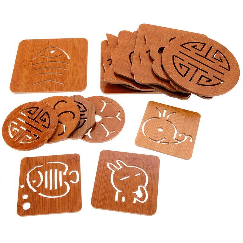 Square Round Bamboo Wooden Coasters for Drinks