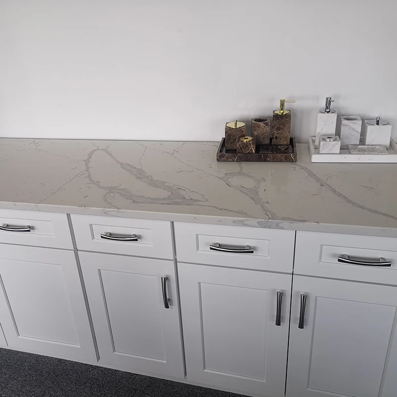 Customized Calacatta White Quartz Slab for Tables Top Kitchen Counter Tops