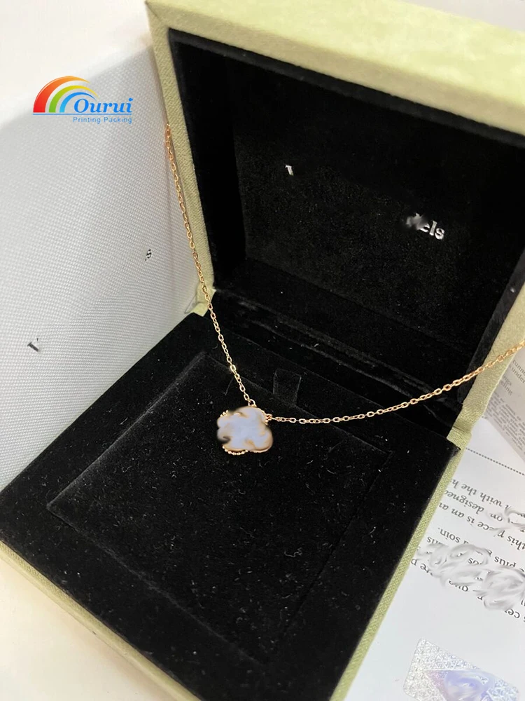 Luxury Custom VC Jewelry Packaging Square jewelry complete set with accessories  in Various Materials PU Leather PC Wood Paper