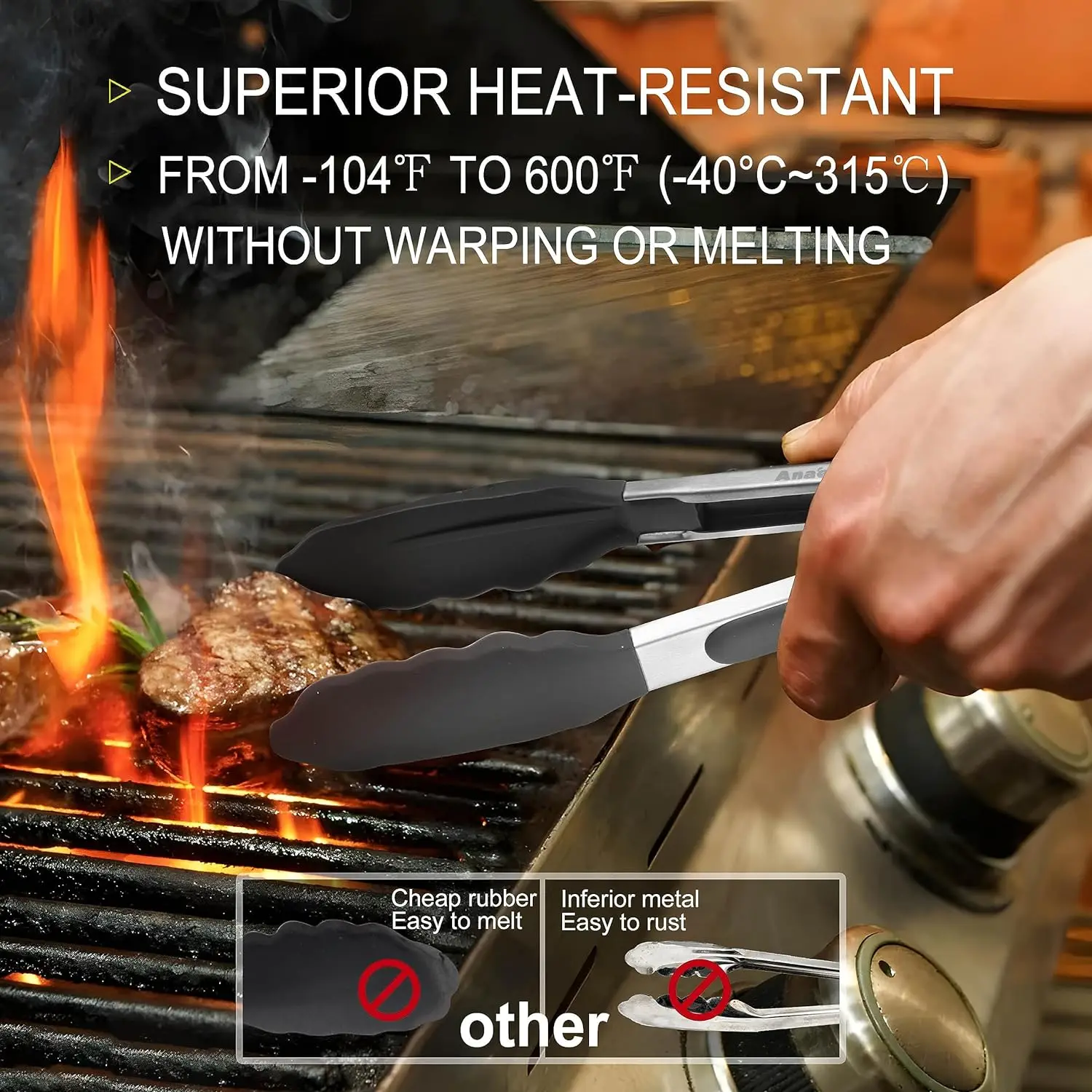 Silicone Kitchen Utensils Serving Tongs Cooking Utensils Food Tongs Stainless Steel Locking BBQ Kitchen Tongs With Silicone Tips