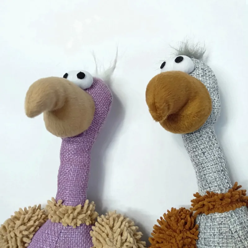 High Quality Cord Velour Plush Goose Duck  Bird Squeaky Dog Chew Toys