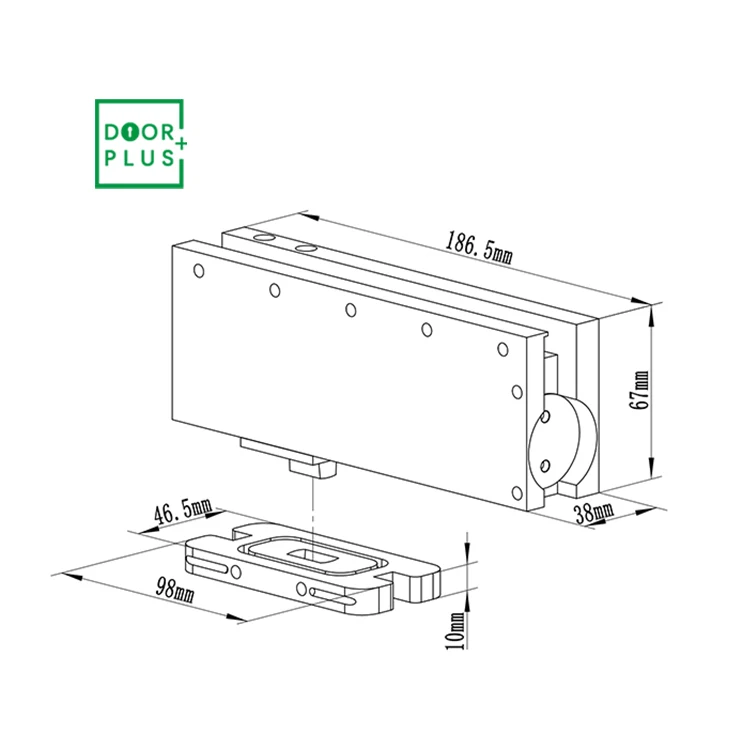 Doorplus Hydraulic Patch Hole Spring Floor Concealed No Digging Floor Hinge Two Way Glass Door Closer with Hold Open