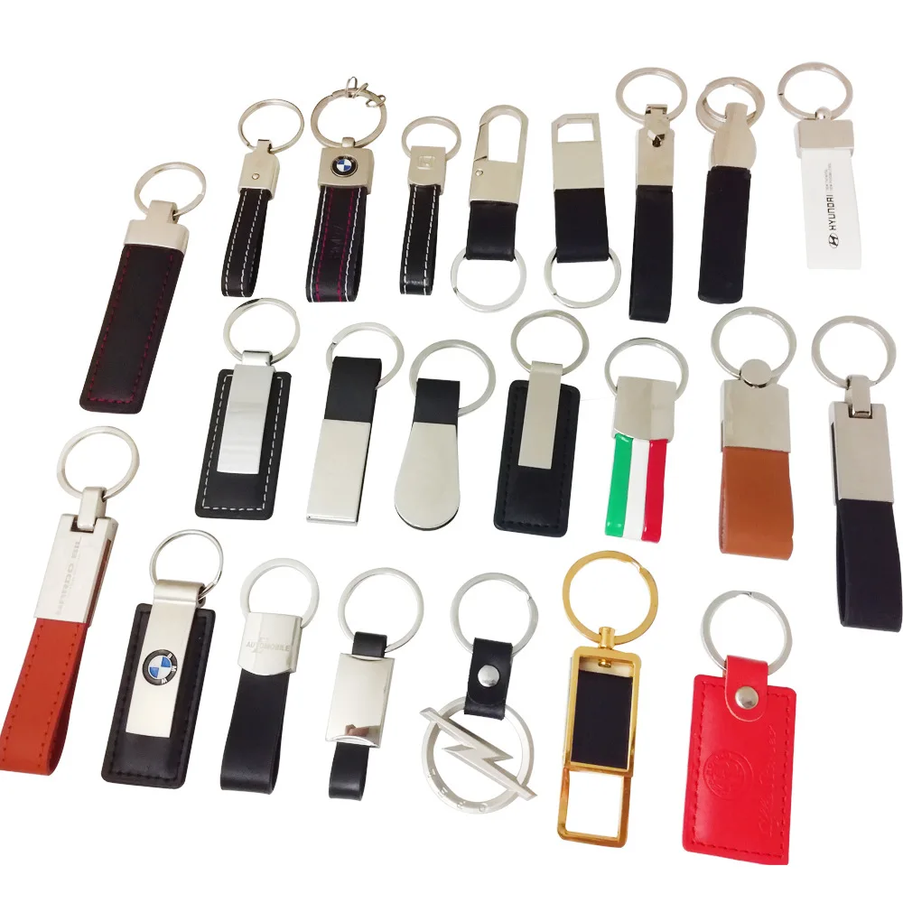 Promotion gift Custom Advertising designers men keychains leather metal keychain