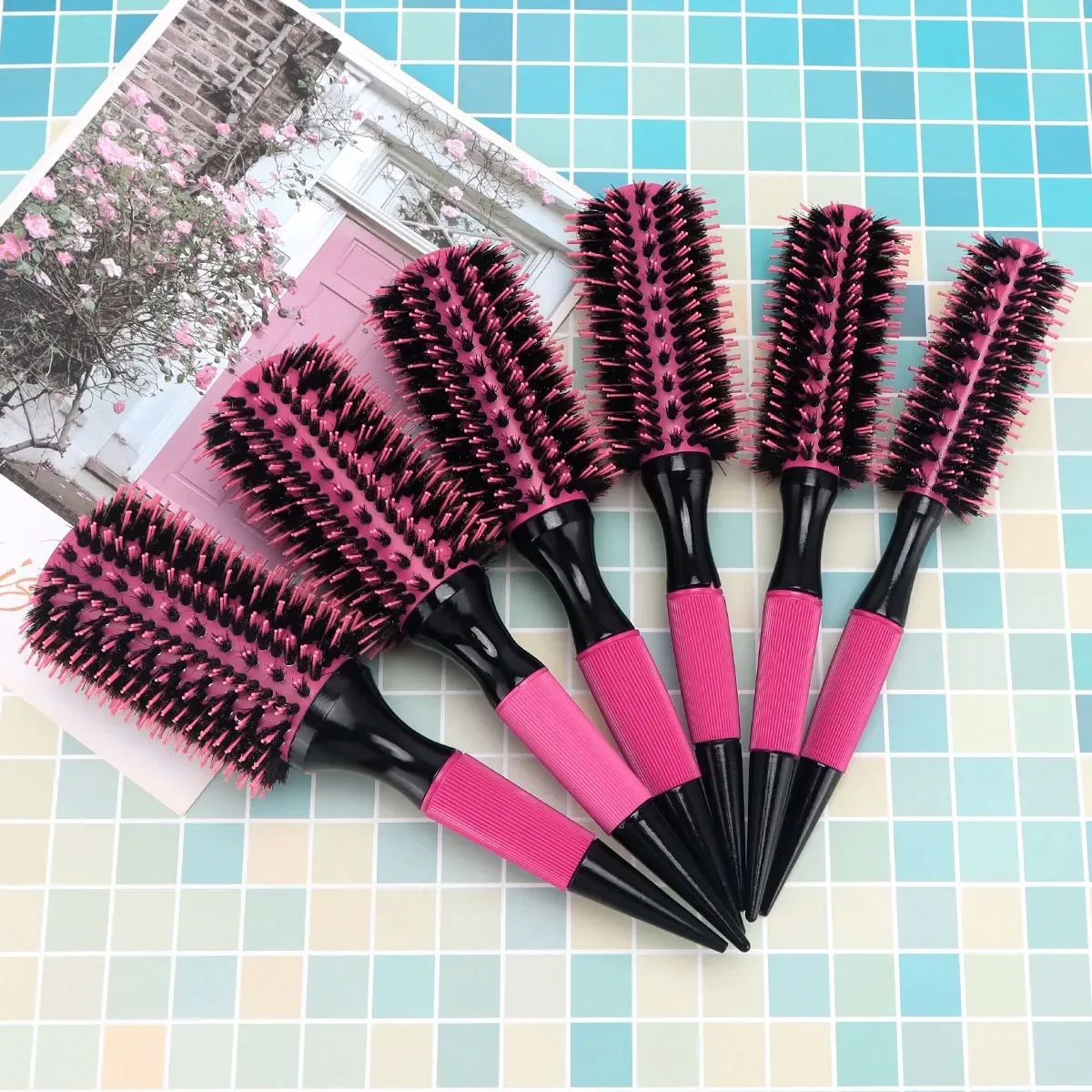 Salon High Temperature Resistance Salon Ceramic Round Hair brush Thermal Nylon Round Roller Brush Brazilian Comb for Babershop