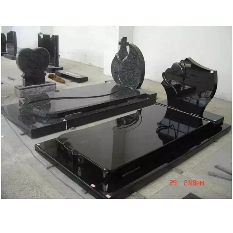 European Hot Sell Luxury Black Granite Angel Style Tombstone Products Factory Directly With Cheap Price